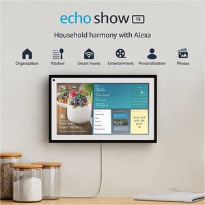 ECHS15 Echo Show 15, Full HD 15.6" smart display for family organization with Alexa