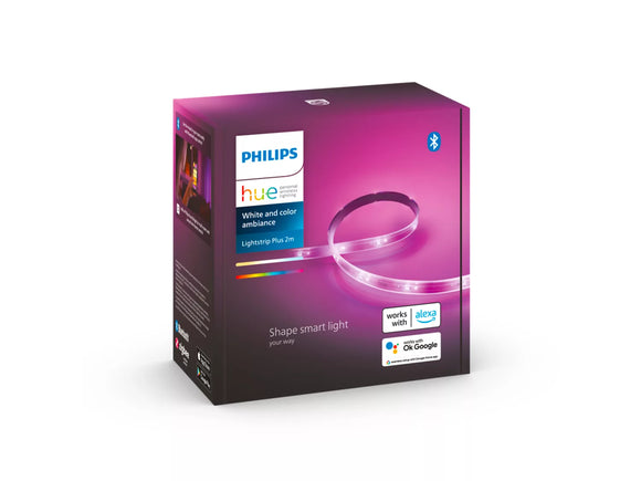 PHHUE300 Philips Hue White & Color Ambiance Light Strip 2m with plug (Works with  Alexa, Apple Home Kit, and Google Assistant)