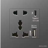 SK200 Square Wall Socket with USB/Type C